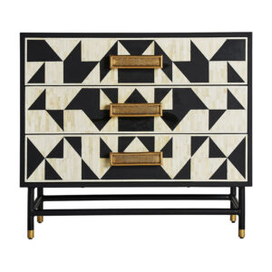 Cómoda senj de estilo art deco fabricado en hierro en color negro combinado con hueso en color blanco.
