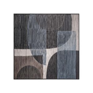 Cuadro Bobby de estilo contemporáneo fabricado en lienzo en color tonos de azul con acabado artesanal combinado con madera de pino en color negro.