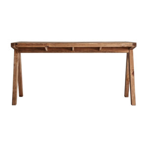 Escritorio crissey de estilo contemporáneo fabricado en madera de pino reciclado en color marrón. Producto desmontable.