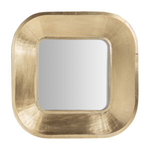 Espejo cuadrado zug de estilo art deco fabricado en latón en color oro combinado con espejo.