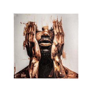 Lienzo yeray de estilo contemporáneo fabricado en lienzo en color tonos en marrón con acabado artesanal.