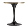 Mesa bar Than de estilo art deco fabricado en mármol sintético en color negro combinado con hierro y acero en color oro. Producto desmontable.