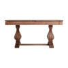 Mesa comedor brandet de estilo colonial fabricado en madera de mango en color marrón. Producto desmontable extensible.