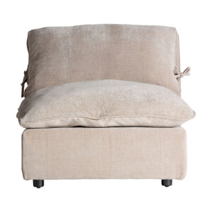 Módulo sofá central argenta de estilo colonial fabricado en acrílico en color topo combinado con madera contrachapada en color marrón y madera de pino. Producto desenfundable. Compatible con: 30123 30126 30127 31209.