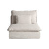 Módulo sofá central bief de estilo clásico fabricado en poliéster en color blanco roto combinado con madera de pino y espuma. Relleno: 65% espuma 20% fibra 10% pluma de pato 5% entretela. Producto desenfundable. Compatible con: 35595 35594 35597.