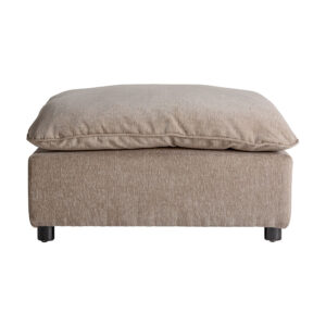 Módulo sofá reposapiés argenta de estilo colonial fabricado en madera de caucho en color marrón combinado con acero y acrílico en color beige. Algodón. Producto desmontable desenfundable.