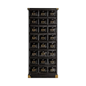 Multicajonera lomza en color negro de estilo industrial. Fabricado en forja.