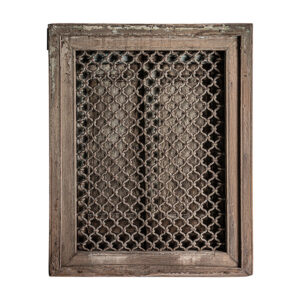 Panel decorativo de estilo étnico fabricado en madera de mango en color marrón con acabado envejecido.