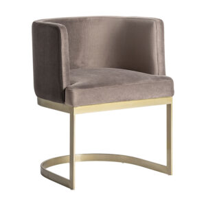 Silla betliar de estilo art deco fabricado en terciopelo en color gris combinado con acero en color oro.
