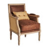 Sillón sampzon de estilo colonial fabricado en madera de mango en color marrón combinado con poliéster.