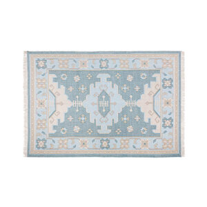 Alfombra elisea de estilo colonial fabricado en pet en color tonos de azul.