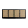Aparador laissus de estilo clásico fabricado en madera de mango en color negro combinado con mimbre en color marrón y madera dm.