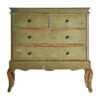 Cómoda formelle en color tonos en verde envejecido de estilo colonial. Fabricado en madera de abeto.