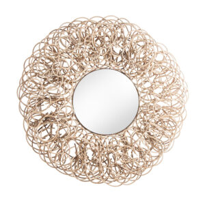 Espejo de estilo contemporáneo fabricado en ratán en color marrón combinado con espejo.