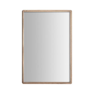 Espejo jacquard de estilo contemporáneo. Fabricado en madera de mango en color marrón claro combinado con espejo.