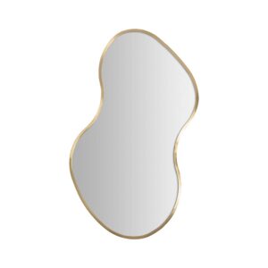 Espejo Rinhe de estilo art deco fabricado en acero en color oro combinado con espejo.