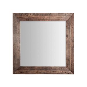 Espejo skorup de estilo colonial fabricado en madera recuperada en color marrón con acabado envejecido combinado con espejo.