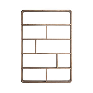 Librería gloucester de estilo colonial fabricado en madera de olmo reciclado en color marrón claro.