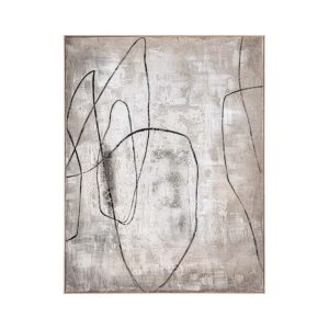 Lienzo enver de estilo contemporáneo fabricado en lienzo en color tonos claros con acabado artesanal combinado con madera de pino en color marrón claro.