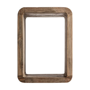 Mesa auxiliar corba de estilo colonial fabricado en madera de teka reciclada en color marrón con acabado natural.