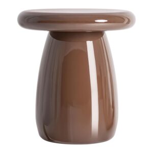 Mesa auxiliar Meres de estilo contemporáneo fabricado en madera dm en color marrón con acabado brillo.