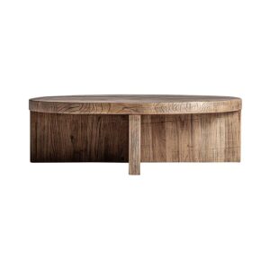 Mesa de centro Norvik de estilo clásico fabricado en madera de olmo en color marrón.