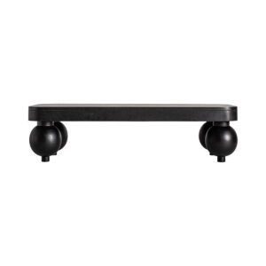Mesa de centro zeniva de estilo contemporáneo fabricado en madera de mango en color negro combinado con acero. Producto desmontable.