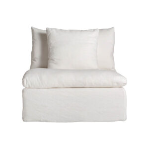 Módulo sofá central agde en color blanco liso de estilo art deco. Fabricado en lino combinado con algodón y espuma. Producto desmontable desenfundable. Compatible con: 35111 35113 35114.