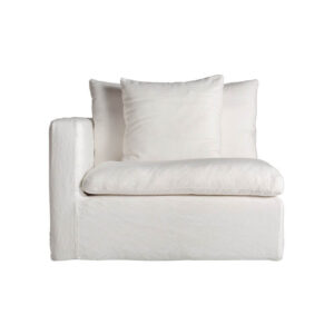 Módulo sofá esquinero agde en color blanco liso de estilo art deco. Fabricado en lino combinado con algodón y espuma. Producto desmontable desenfundable. Compatible con: 35112 35111 35114.
