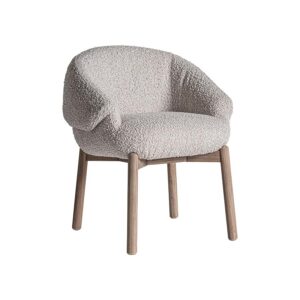 Silla Jacquard fabricado en madera roble en color marrón combinado con poliéster en color gris.