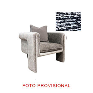 Sillón kostov de estilo contemporáneo fabricado en poliéster en color negro con acabado jaspeado combinado con madera de pino y madera contrachapada.