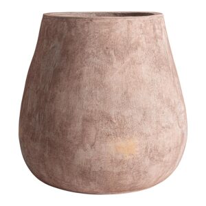 Tinaja fabricado en cemento en color rosa palo combinado con fibra de vidrio.