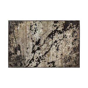 Alfombra Arleth de estilo colonial fabricado en chenilla en color negra combinado con viscosa y poliéster. Alfombra: 90% chenilla viscosa 10% poliéster backing: 33% poliéster 27% algodón 25% latex 15% viscosa .