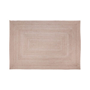 Alfombra barika de estilo boho fabricado en yute en color tonos claros combinado con algodón.