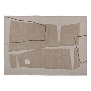 Alfombra Sisuka de estilo clásico fabricado en lana en color blanco roto combinado con algodón en color beige.