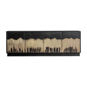 Aparador allevard de estilo art deco fabricado en madera dm en color negro combinado con latón en color marrón.