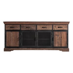 Aparador walding de estilo nórdico fabricado en hierro en color negro combinado con madera recuperada en color marrón.