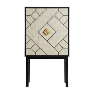 Armario Charmes de estilo art deco fabricado en madera dm en color negro combinado con hueso en color blanco y hierro en color oro. Producto desmontable.