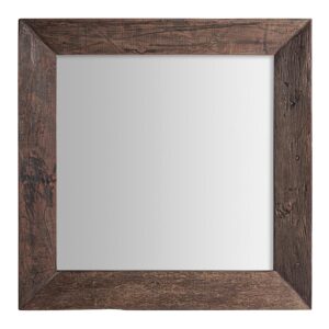 Espejo fabricado en madera de pino reciclado en color marrón combinado con espejo.
