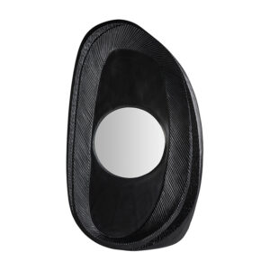 Espejo riley de estilo contemporáneo fabricado en resina en color negro combinado con espejo y hierro.