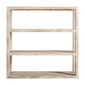 Estanteria stendal de estilo colonial fabricado en madera de olmo reciclado en color blanco con acabado decapado.