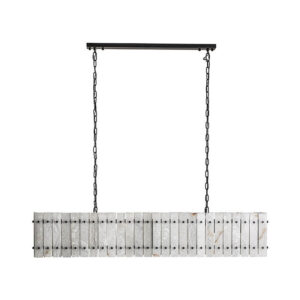 Lámpara de colgar Clio de estilo art deco fabricado en mármol en color blanco combinado con hierro en color negro. Producto desmontable.