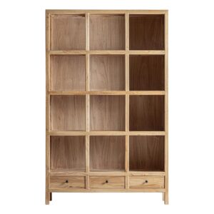 Libreria modular brecey de estilo colonial. Fabricado en madera de olmo reciclado en color marrón claro.