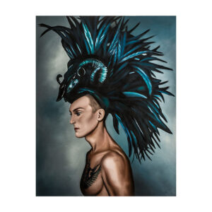 Lienzo Baran de estilo contemporáneo fabricado en lienzo en color tonos de azul con acabado artesanal.