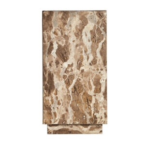 Mesa auxiliar grov de estilo art deco fabricado en mármol en color beige.