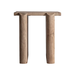 Mesa auxiliar Jacquard de estilo contemporáneo fabricado en madera de mango en color marrón claro combinado con mármol en color marrón. Producto desmontable.