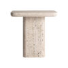 Mesa auxiliar theuville de estilo art deco fabricado en travertino en color beige. Producto desmontable.