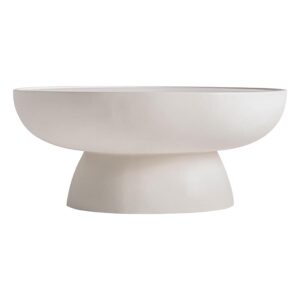 Mesa de centro Naima de estilo contemporáneo fabricado en hormigón armado en color blanco roto.