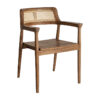 Silla chanac de estilo art deco fabricado en madera de teka en color marrón combinado con ratán.