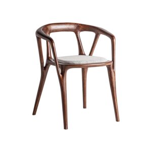 Silla Eauze de estilo contemporáneo fabricado en madera de haya en color marrón combinado con poliéster en color gris con acabado jaspeado.